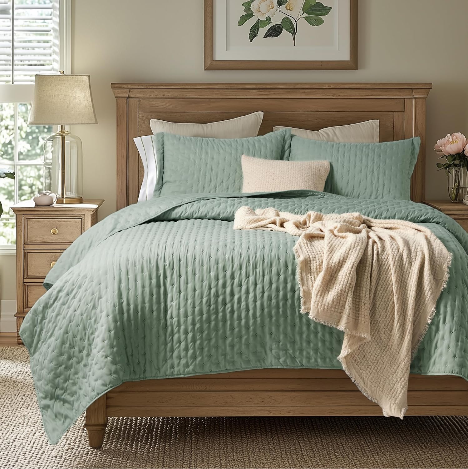 Quilts Queen Size - Bright White Bedspread Queen Size & Lightweight Comforter, Modern Coverlet with Clover Pattern, Ultra Soft All-Season Bedding, 90 x 96 Inches | Stitch-Free Quilting, Lightweight, Summer Bedding Set, Machine Washable, Pet-Friend