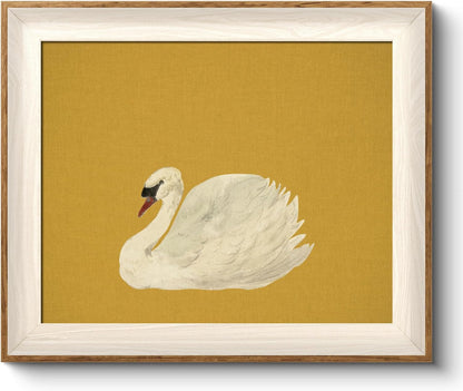 Framed Wall Art for Living Room, Swan Art Canvas Prints, Vintage Home Decor, Animals Painting Picture, Bathroom Wall Decor Gifts for Friends or Family - 12L x 10W