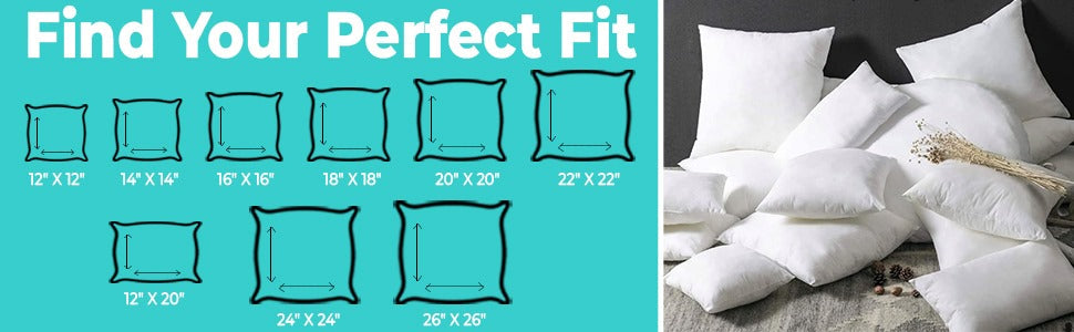 QUBA LINEN 18 x 18 Throw Pillow Insert - Pack of 2 White, Down Alternative Pillow Inserts for Decorative Pillow Covers, Throw Pillows for Bed, Couch Pillows for Living Room (Pack of 2)