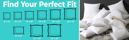 QUBA LINEN 18 x 18 Throw Pillow Insert - Pack of 2 White, Down Alternative Pillow Inserts for Decorative Pillow Covers, Throw Pillows for Bed, Couch Pillows for Living Room (Pack of 2)