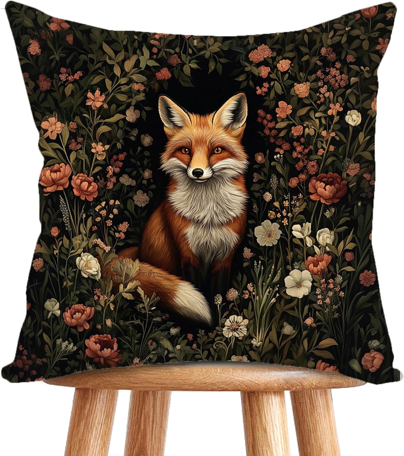 William Morris Abstract Vintage Print Floral Velvet Design Throw Pillow Covers Home Decor, Retro Art Decor Pillowcase Cushion Cover for Bed Sofa Living Room, Square 18x18inch (Black-Floral2)