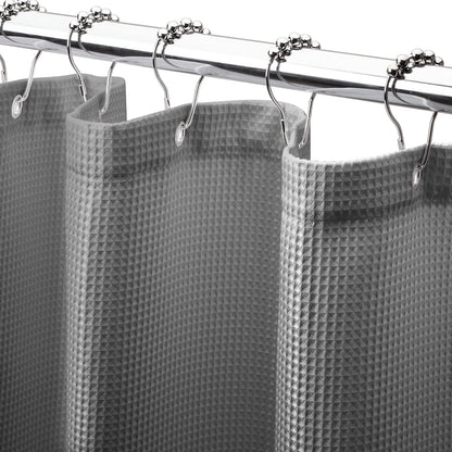 White Shower Curtain Fabric, Waffle Shower Curtains for Bathroom, Cloth Shower Curtain Heavy Duty, Thick Bathroom Shower Curtains Hotel Quality, Premium Polyester, 72x72 Inches
