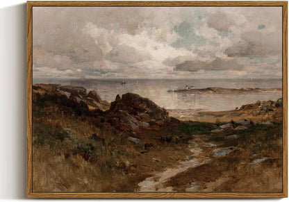 Framed Canvas Wall Art, Meadow with Flowers Painting, Landscape for Living Room, Bedroom, Home, Bathroom Decor, 8x10