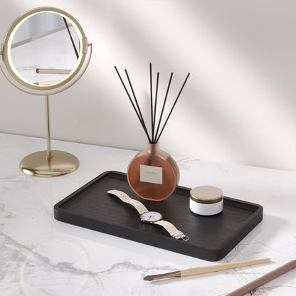 Bamboo Serving Tray,9.8x5.9 Inch Decorative Trays Platter for Coffee Table,Living Room,Bar,Party,Mini Charcuterie Boards Cheese Board,Home Decor（Black）