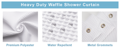 White Shower Curtain Fabric, Waffle Shower Curtains for Bathroom, Cloth Shower Curtain Heavy Duty, Thick Bathroom Shower Curtains Hotel Quality, Premium Polyester, 72x72 Inches