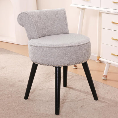 Chair with Adjustable Backrest Makeup Vanity Stool with Back Multifunction Armless Chair for Dressing Home Office Kitchen Dinning Room and Living Room (Velvet White)