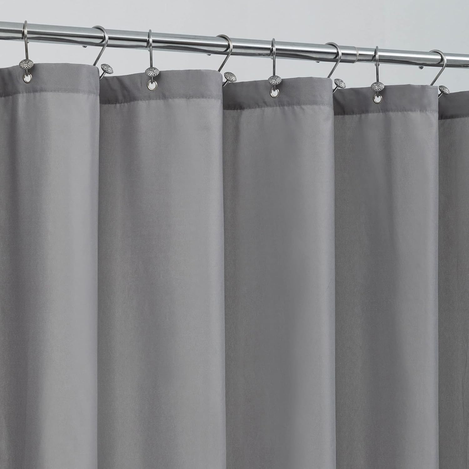 Waterproof Fabric Shower Curtain Soft Hotel Quality - 3 Magnets at Bottom, Premium Black Shower Curtain Liner for Bathroom, Light-Weight Cloth & Washable - 72x72, Black