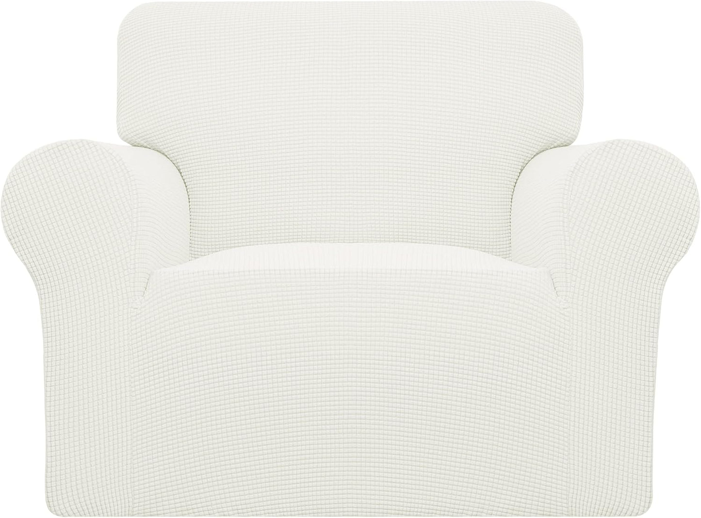 Stretch Sofa Slipcover 1-Piece Sofa Cover Furniture Protector Couch Soft with Elastic Bottom for Kids, Polyester Spandex Jacquard Fabric Small Checks (Sofa, Dark Gray)