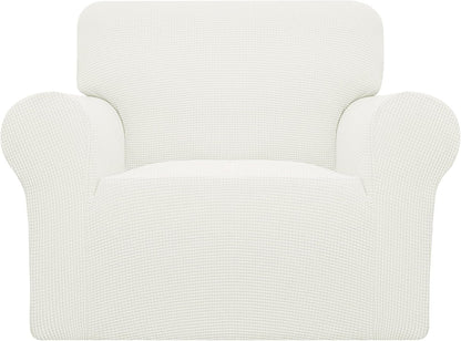 Stretch Sofa Slipcover 1-Piece Sofa Cover Furniture Protector Couch Soft with Elastic Bottom for Kids, Polyester Spandex Jacquard Fabric Small Checks (Sofa, Dark Gray)