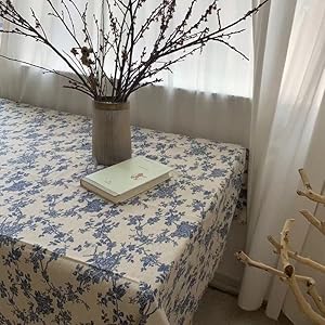 Pastoral Round Tablecloth - 60 Inch Dia. Table Cloth - Washable Table Cover with Dust-Proof Wrinkle Resistant for Restaurant, Picnic, Indoor and Outdoor Dining, Floral (Dark Blue)