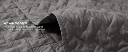 Quilts Queen Size - Grey Bedspreads Queen Size with Basket Weave Pattern, Soft Quilt Bedding Set, Lightweight Comforter Set Coverlet for All Seasons with 2 Pillow Shams (90" x 96") | Skin-Friendly Soft, All-Season Comfort, Breathable