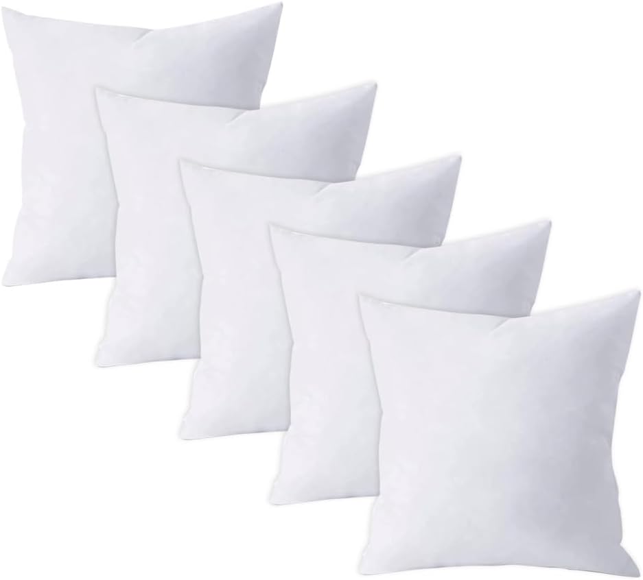 QUBA LINEN 18 x 18 Throw Pillow Insert - Pack of 2 White, Down Alternative Pillow Inserts for Decorative Pillow Covers, Throw Pillows for Bed, Couch Pillows for Living Room (Pack of 2)
