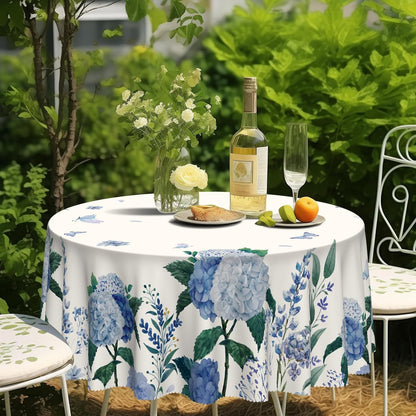 Round Tablecloth, Summer Tablecloths Polyester Waterproof Stain Wrinkle Free, Indoor and Outdoor Table Cover for Kitchen Party Dining Table