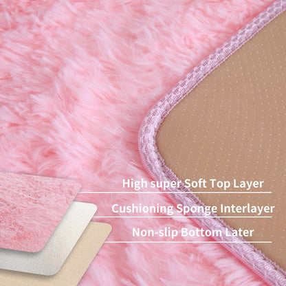 Pink Fluffy 4x6 Area Rugs for Bedroom Girls, Soft Washable Fuzzy Furry Shag Rug for Kids Room, Nursery, Dorm Decor, Cute Plush Carpet for Baby Toddler
