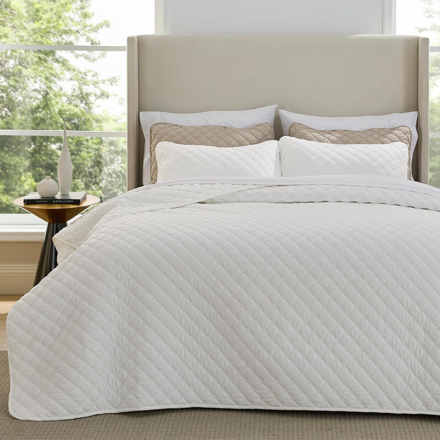 Quilts Queen Size - Grey Bedspreads Queen Size with Basket Weave Pattern, Soft Quilt Bedding Set, Lightweight Comforter Set Coverlet for All Seasons with 2 Pillow Shams (90" x 96") | Skin-Friendly Soft, All-Season Comfort, Breathable