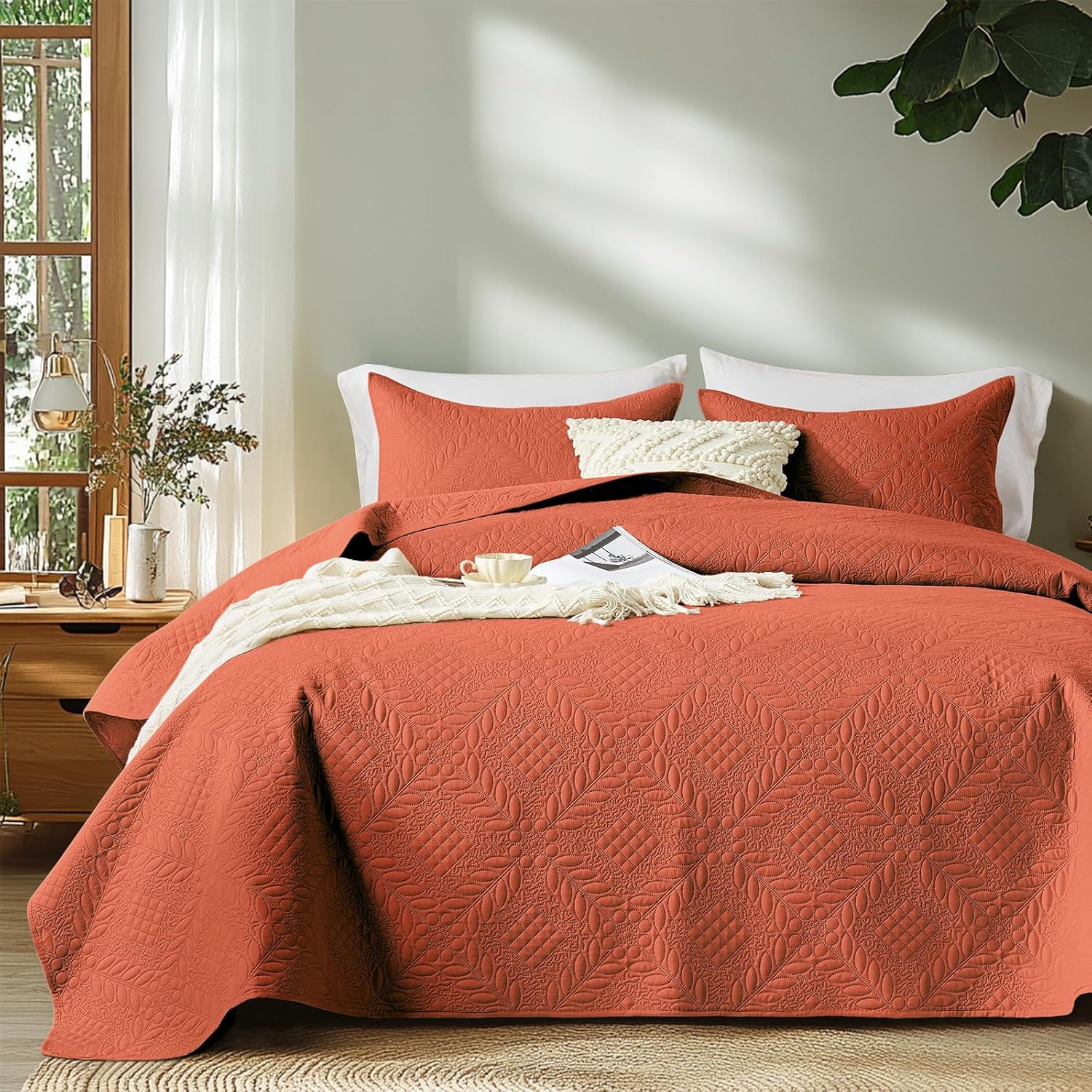 Quilts Queen Size - Ultra Soft Navy Blue Quilt Lightweight Microfiber Bedspreads, Classic Basket Weave Pattern Bedspread Bed Coverlet 3 Pieces for All-Season (1 Quilt, 2 Pillow Shams) | Breathable material, Easy care