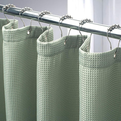 White Shower Curtain Fabric, Waffle Shower Curtains for Bathroom, Cloth Shower Curtain Heavy Duty, Thick Bathroom Shower Curtains Hotel Quality, Premium Polyester, 72x72 Inches