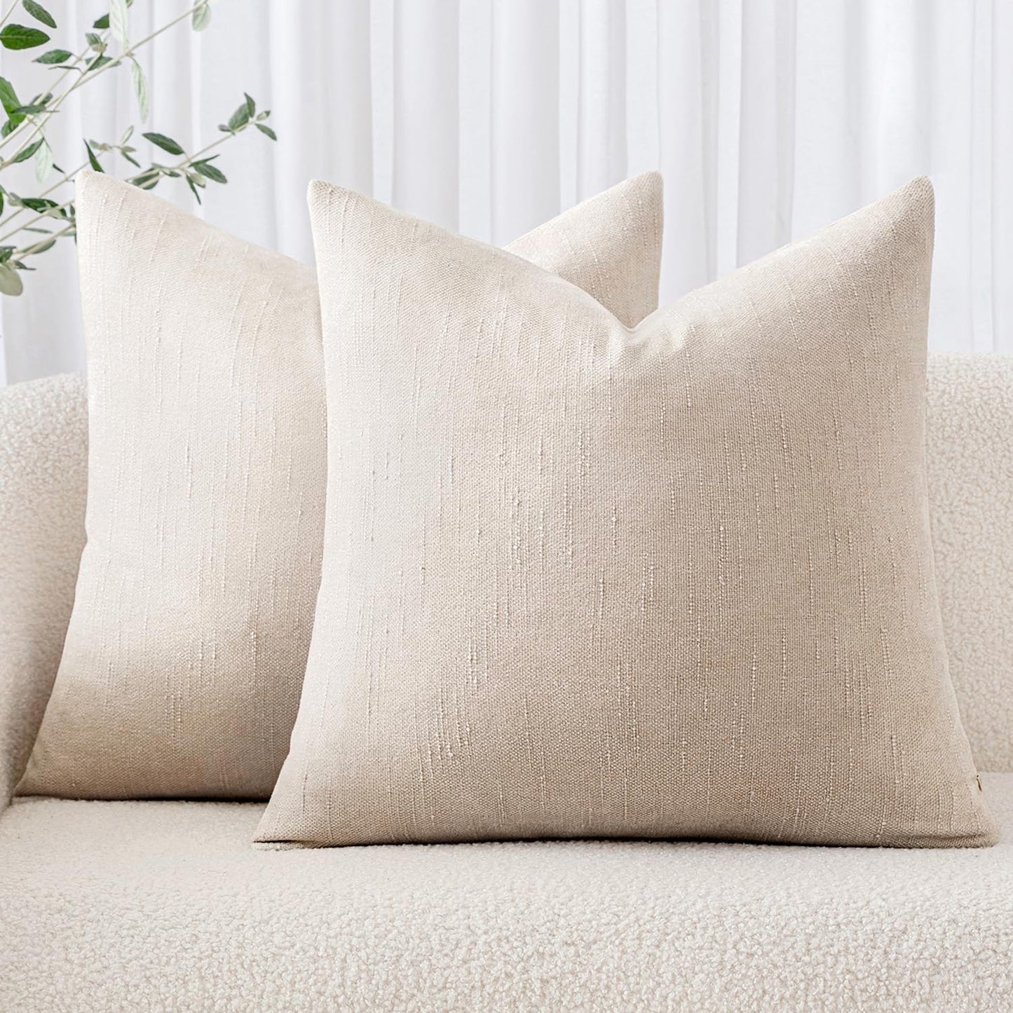 MIULEE Pack of 2 Decorative Throw Pillow Covers Soft Chenille Throw Pillows Solid Neutral Farmhouse Textured Cushion Covers for Couch Sofa Bedroom Living Room 20x20 Inch, Taupe Grey