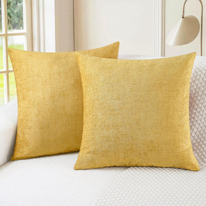CaliTime Throw Pillow Covers Decorative 18 X 18 Inches Pack of 2 Cozy Chenille Cushion Cases for Couch Sofa Bed Living Room Home Navy Blue