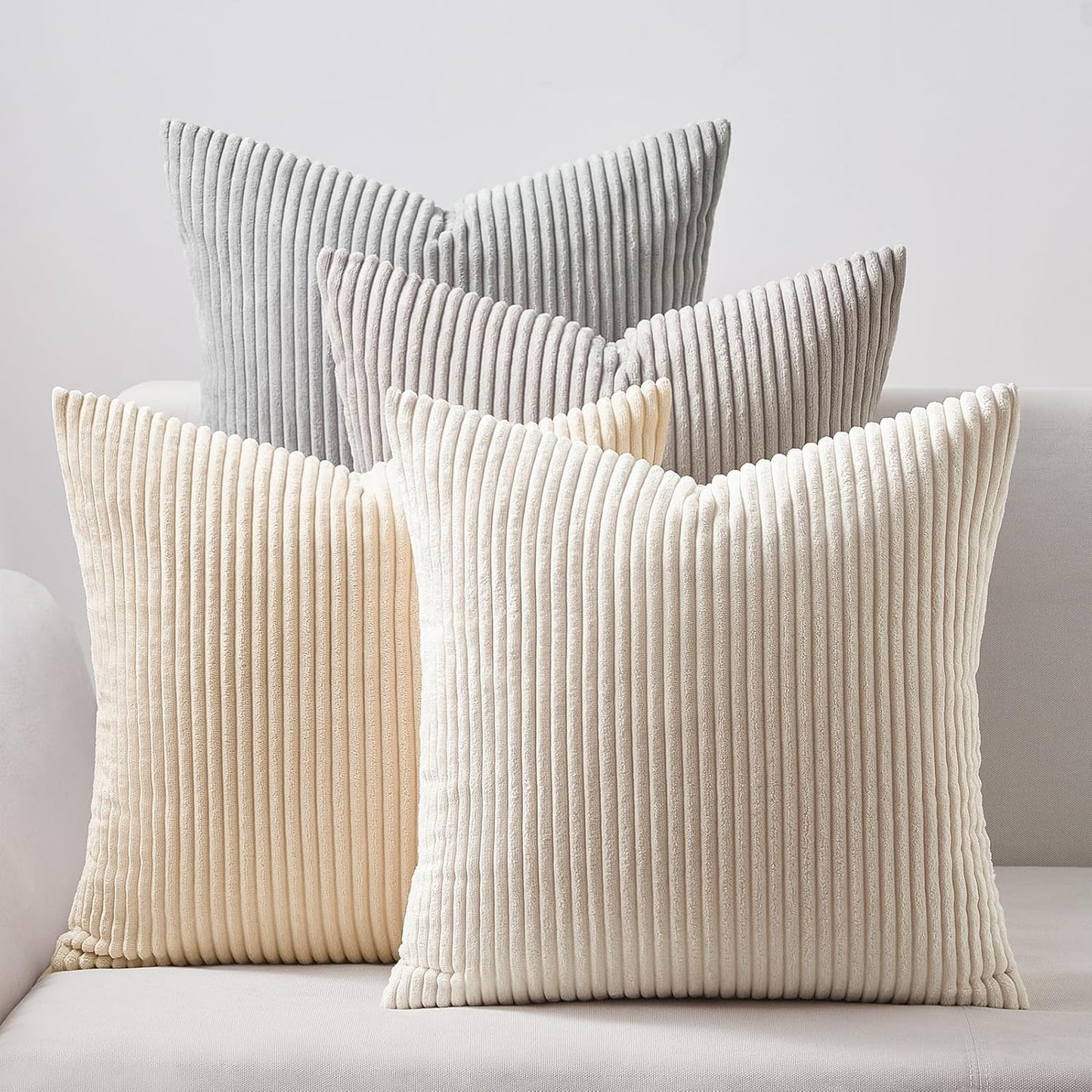 Throw Pillow Covers Cushion Cases, Set of 4 Soft Velvet Modern Double-Sided Designs, Mix and Match for Boho Farmhouse Fall Home Decor (18x18 inch, Orange/Teal)