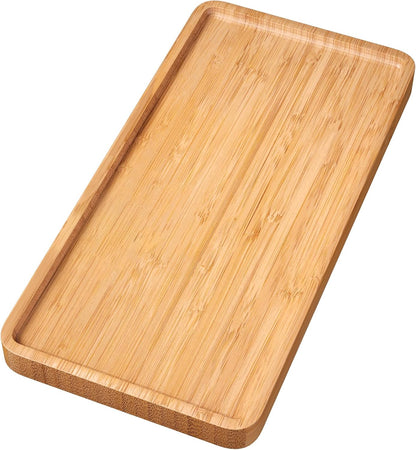 Bamboo Serving Tray,9.8x5.9 Inch Decorative Trays Platter for Coffee Table,Living Room,Bar,Party,Mini Charcuterie Boards Cheese Board,Home Decor（Black）
