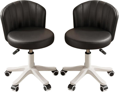Small Round Rolling Desk Chair Armless Comfy Vanity Computer Chair Height Adjustable Swivel Work Spa Chair
