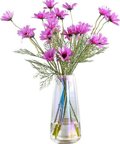 Modern Glass Vase Crystal Glass Vase for Home Office Decor (Crystal Amber)