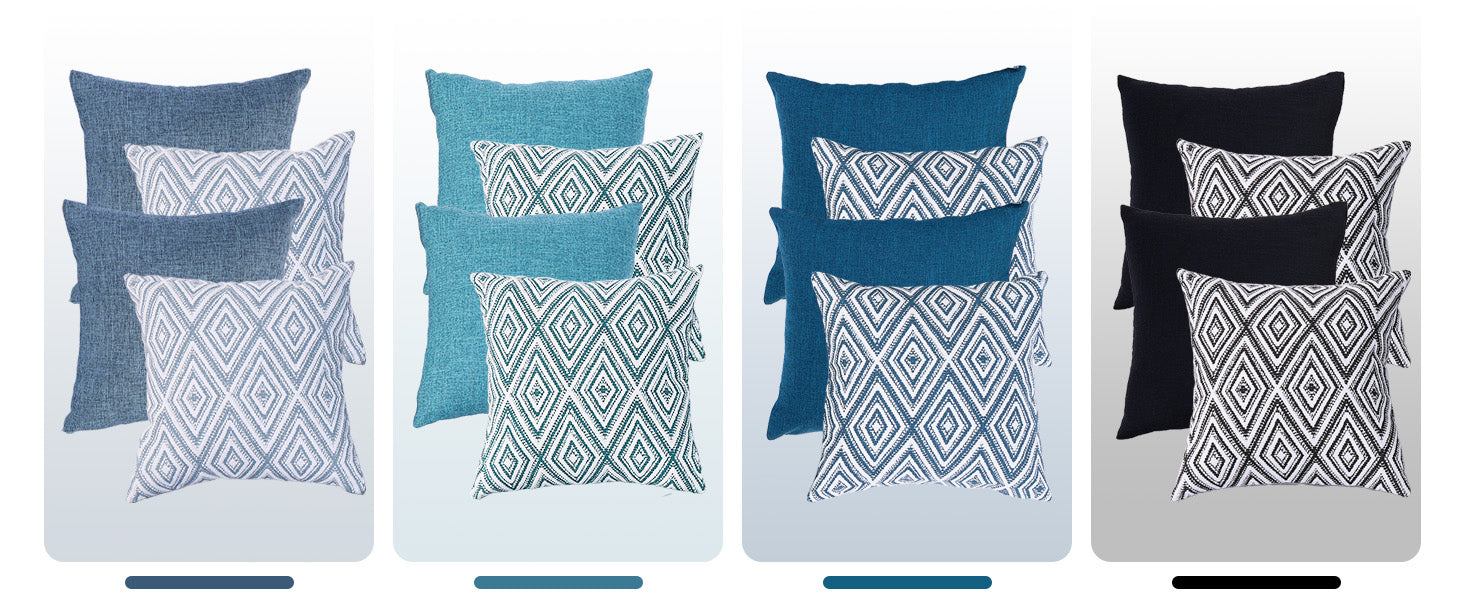 HPUK Decorative Throw Pillow Covers Set of 4 Square Couch Pillows Linen Cushion Cover for Couch Sofa Living Room, 18"x18" inches, Blue