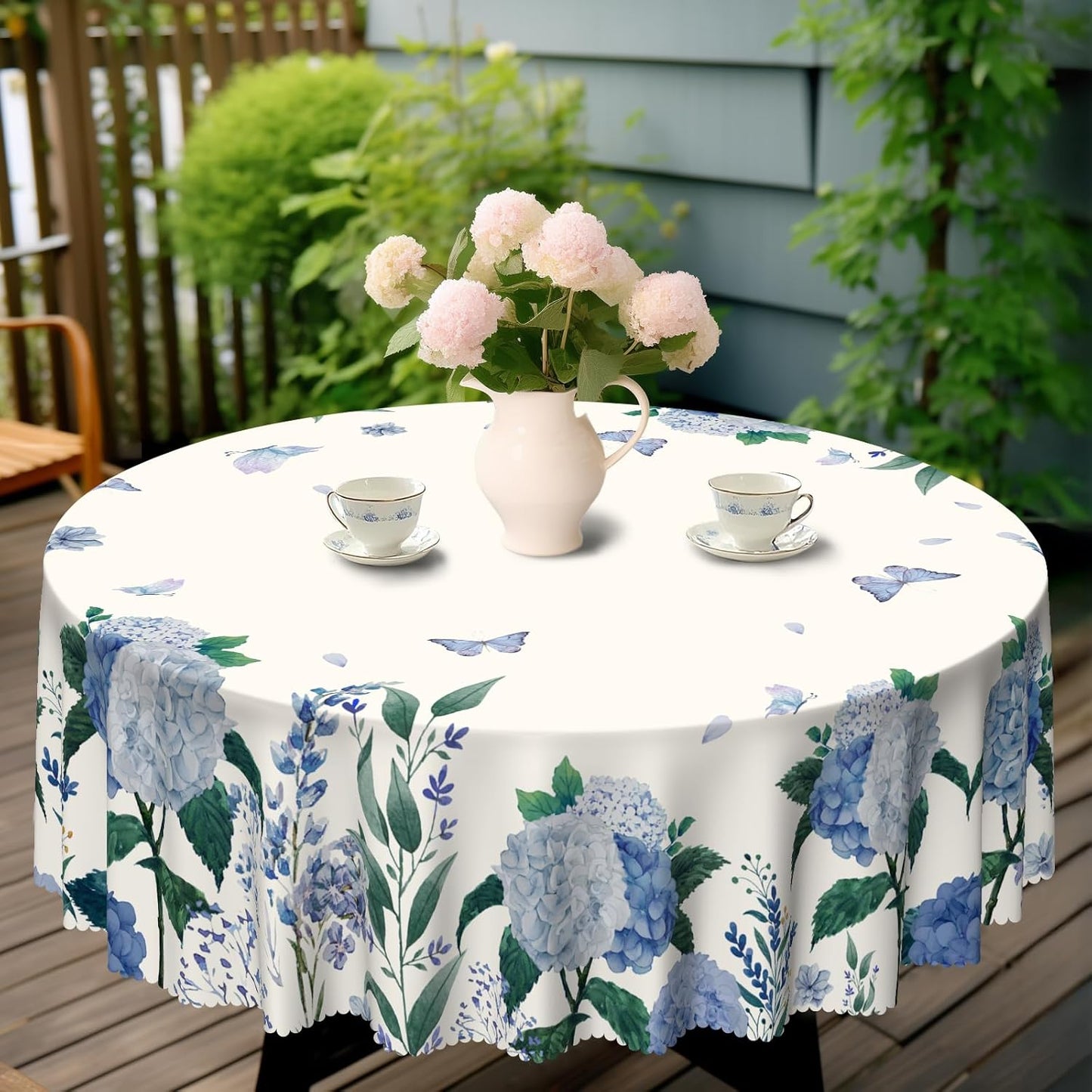 Round Tablecloth, Summer Tablecloths Polyester Waterproof Stain Wrinkle Free, Indoor and Outdoor Table Cover for Kitchen Party Dining Table