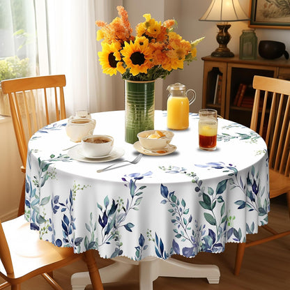Round Tablecloth, Summer Tablecloths Polyester Waterproof Stain Wrinkle Free, Indoor and Outdoor Table Cover for Kitchen Party Dining Table