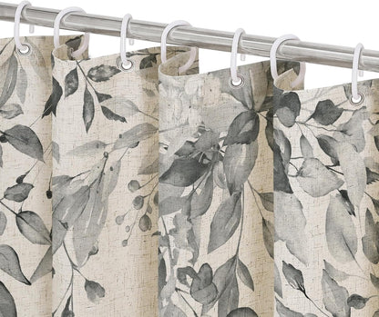 Grey Eucalyptus Shower Curtain, Watercolor Plant Leaves with Floral Bathroom Shower Curtain Set, Gray White, 72x72