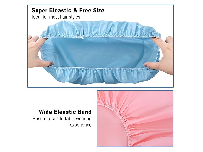 6 PCS Shower Caps for Women, Double Side Waterproof Shower Cap, Reusable Elastic Bath Caps for Shower, EVA Bathing Shower Caps, Bath Hair Caps - Candy Color