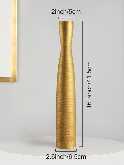 Tall Gold Vase, 16.5 Inch Skinny Flower Vases, Handmade Ceramic Vase Modern Minimalist Style for Living Room,Home,Office,Centerpiece,Table,Wedding Party