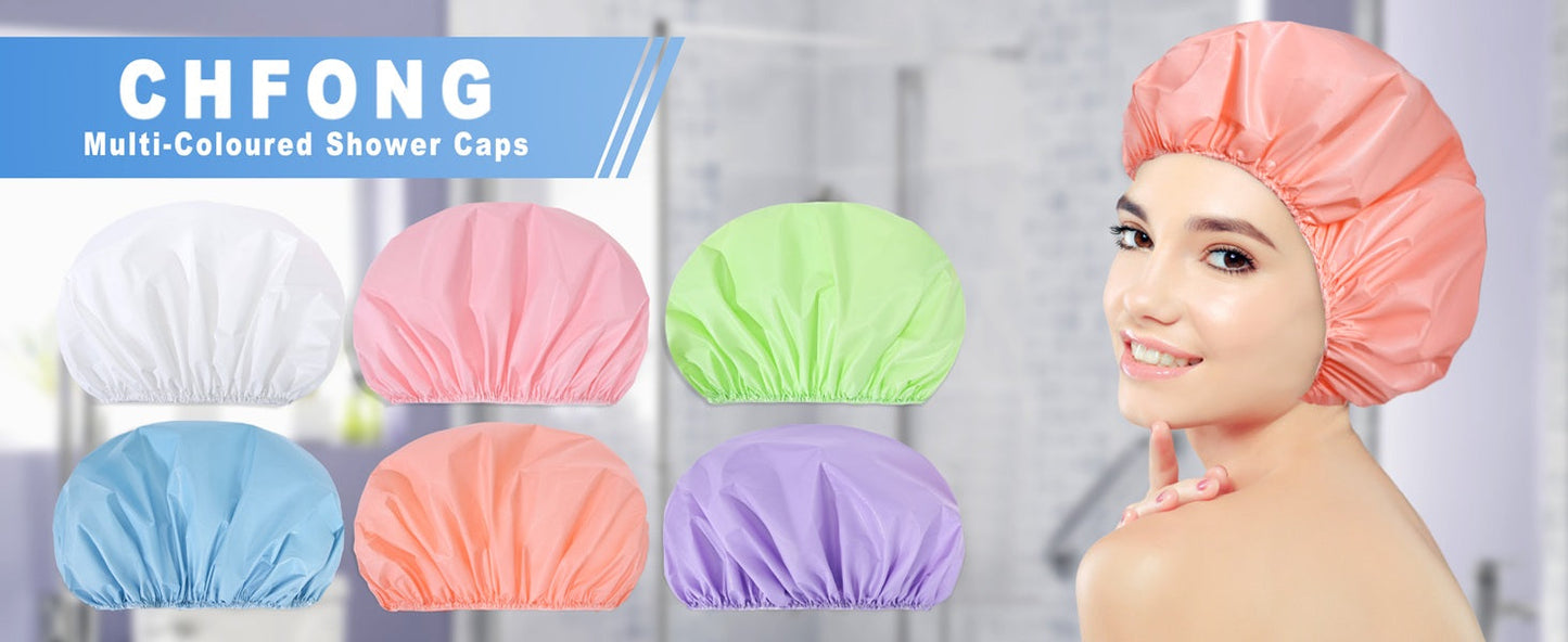 Super Jumbo Shower Cap 2 PCS Waterproof Shower Caps for Women, Extra Large Shower Cap, Reusable Super Large Bath Caps Hair Cap for Long Thick Curly Hair, Locs, Twist Braids - Black + White
