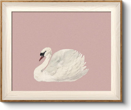Framed Wall Art for Living Room, Swan Art Canvas Prints, Vintage Home Decor, Animals Painting Picture, Bathroom Wall Decor Gifts for Friends or Family - 12L x 10W