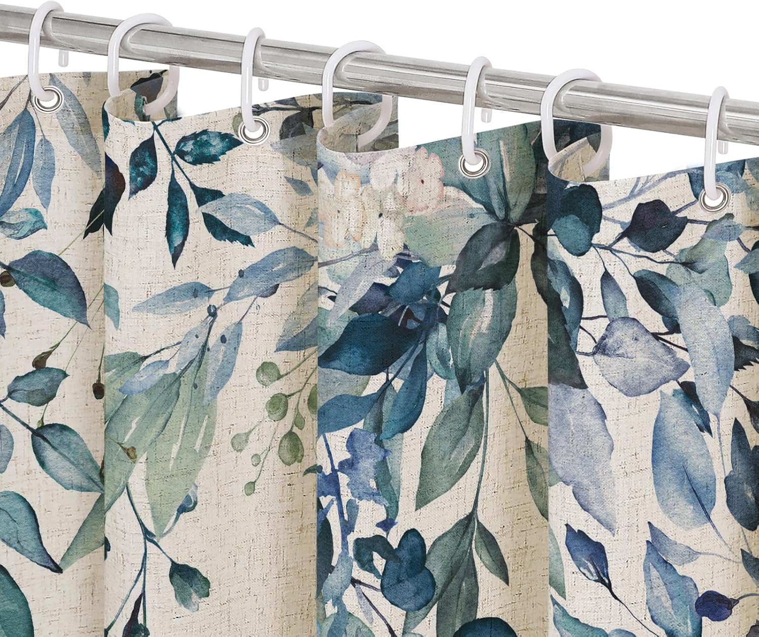 Grey Eucalyptus Shower Curtain, Watercolor Plant Leaves with Floral Bathroom Shower Curtain Set, Gray White, 72x72