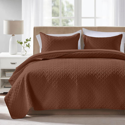 Quilts Queen Size - Ultra Soft Navy Blue Quilt Lightweight Microfiber Bedspreads, Classic Basket Weave Pattern Bedspread Bed Coverlet 3 Pieces for All-Season (1 Quilt, 2 Pillow Shams) | Breathable material, Easy care