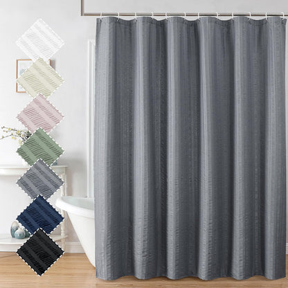 Moga Navy Blue Fabric Shower Curtains for Bathroom - Blue Hotel Spa Polyester Cloth Bath Curtain with 12 Holes, 72x72, Machine Washable, Navy Blue