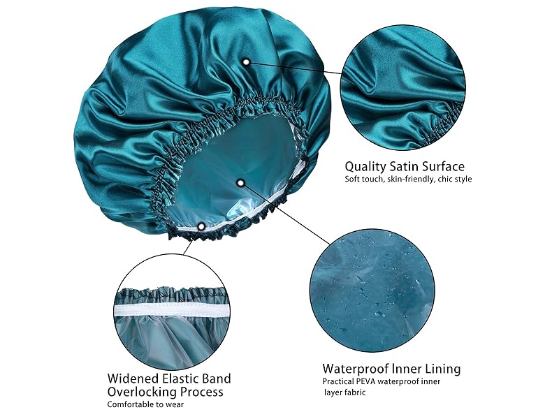 4 PCS Shower Caps for Women, Elastic and Reusable Bath Caps, Double Waterproof Layers Shower Cap, Bathing Shower Caps, Environmental Protection Hair Bath Hat - Printed Color