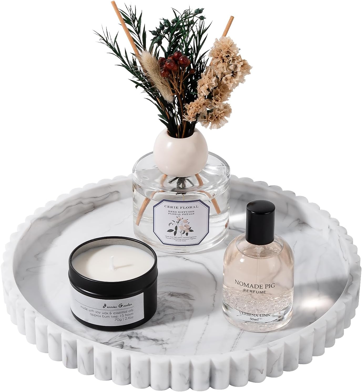 Round Bathroom Tray Silicone Kitchen Counter Decor Vanity Organizer Decorative Coffee Table Tray for Perfume, Candle, Soap Dish, 9 Inch, Black