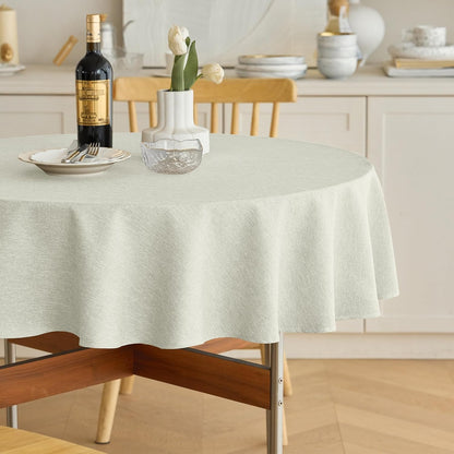 Decorelia Faux Linen Round Tablecloths 60 inch, Waterproof Decorative Washable Texture Rustic Circle Table Cloth Cover for Dining Kitchen Party Farmhouse Outdoor(Round (2-4 Seats),Sage Green)