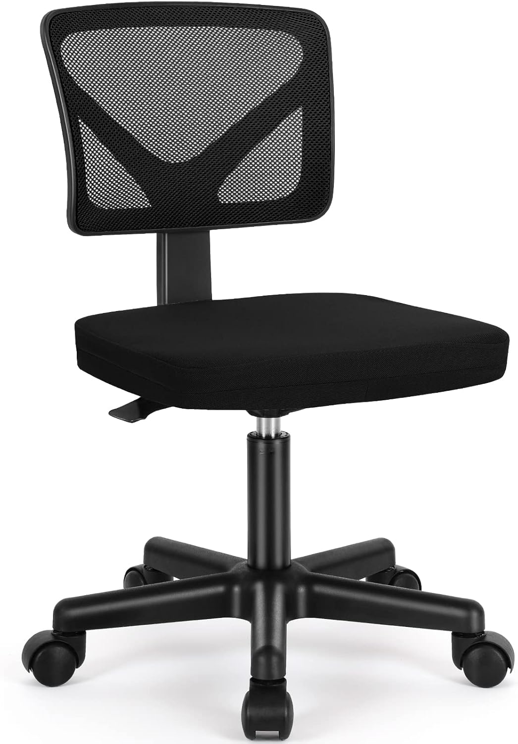 Small Office Desk Chair, Ergonomic Low-Back Mesh Rolling Work Swivel Chairs with Wheels, Armless Comfortable Seat Lumbar Support for Home, Bedroom, Study, Student, Adults,Classic Black
