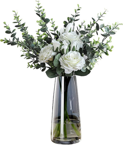 Modern Glass Vase Crystal Glass Vase for Home Office Decor (Crystal Amber)
