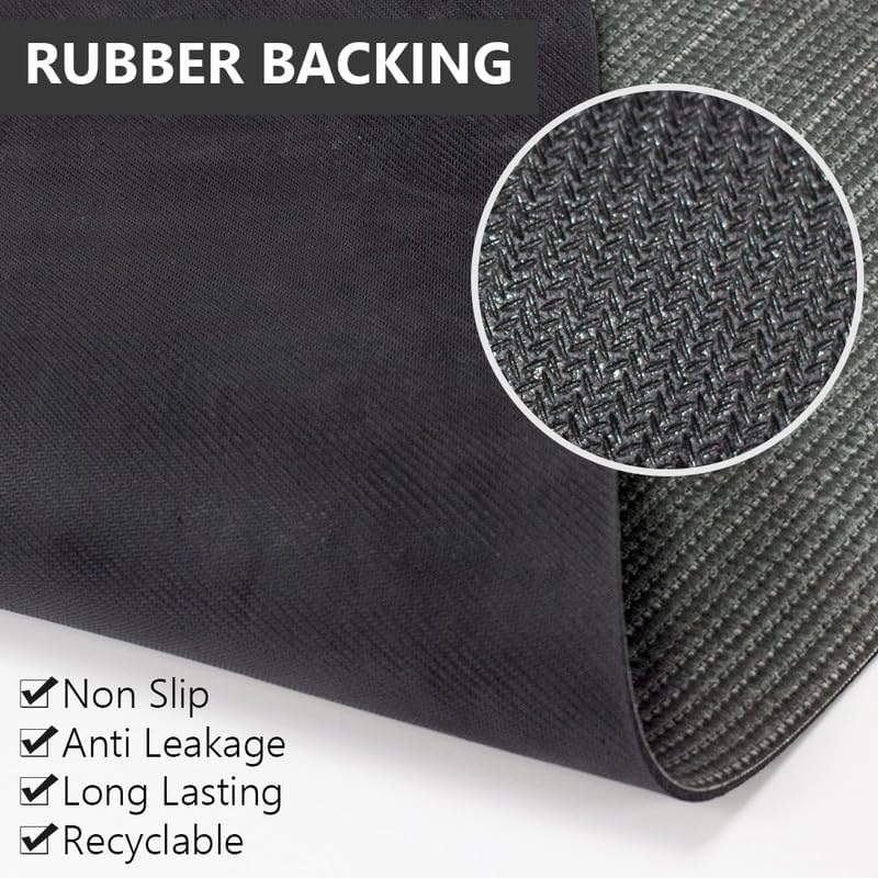 Bath Mat Rug, Quick Dry Super Absorbent Bathroom Mat, Non Slip Stain Resistant Bathroom Floor Mat Washable Ultra Thin Bathmat Fit Under Door for Shower Room, Dark Gray Stripe, 3ft x 5ft