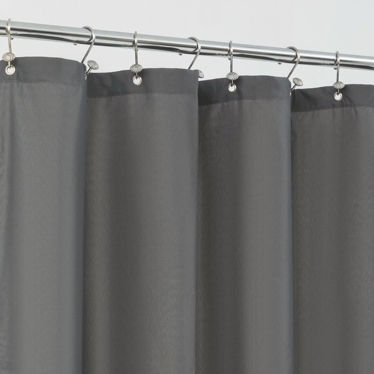 Waterproof Fabric Shower Curtain Soft Hotel Quality - 3 Magnets at Bottom, Premium Black Shower Curtain Liner for Bathroom, Light-Weight Cloth & Washable - 72x72, Black