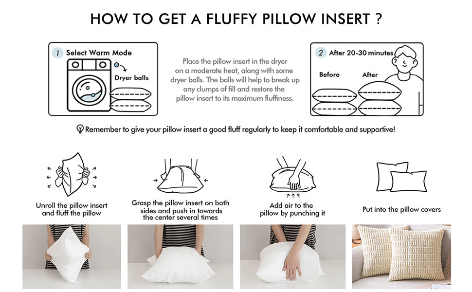 MIULEE Throw Pillow Insert Premium Pillow Stuffer Sham Rectangle for Decorative Cushion Bed Couch Sofa 12x20 Inch
