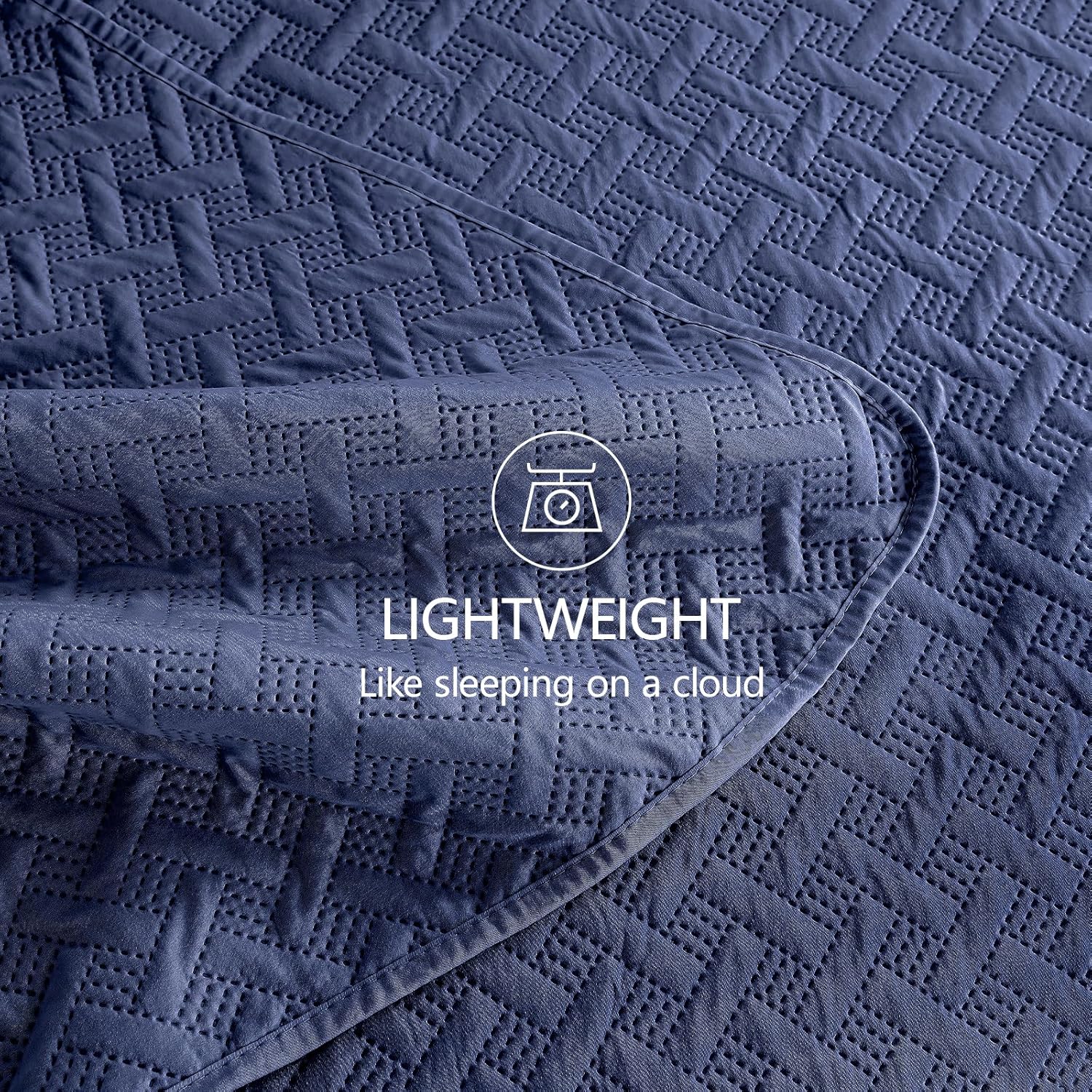 Quilts Queen Size - Ultra Soft Navy Blue Quilt Lightweight Microfiber Bedspreads, Classic Basket Weave Pattern Bedspread Bed Coverlet 3 Pieces for All-Season (1 Quilt, 2 Pillow Shams) | Breathable material, Easy care