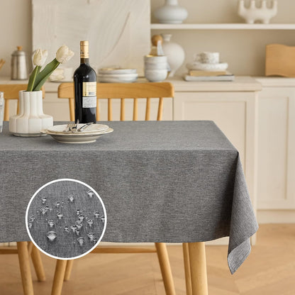 Decorelia Faux Linen Round Tablecloths 60 inch, Waterproof Decorative Washable Texture Rustic Circle Table Cloth Cover for Dining Kitchen Party Farmhouse Outdoor(Round (2-4 Seats),Sage Green)