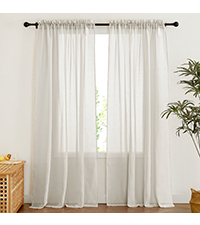 Natural Linen Curtains 84 inch Long 2 Panels Set, Grommet Top Thick Linen Burlap Semi Sheer Vertical Drapes Privacy Assured with Light Filtering for Bedroom/Living Room, W55 x L84