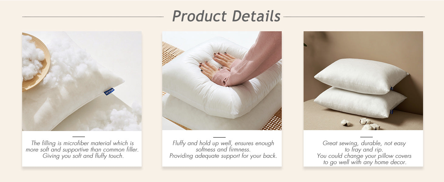 MIULEE Pillow Insert 12x20 Inch, Decorative Rectangle Throw Pillow Insert, Premium Fluffy Pillow Forms Stuffer for Sofa Couch Living Room